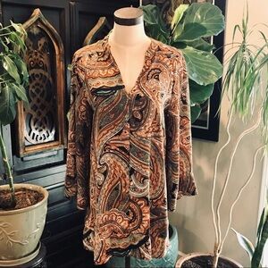 Zara paisley boho v-neck kimono tunic top